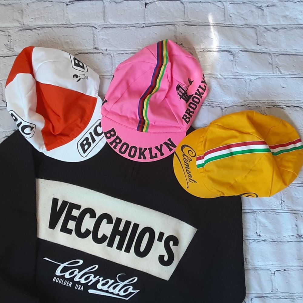 THREE PACK RETRO CYCLING CAPS (NWOT)